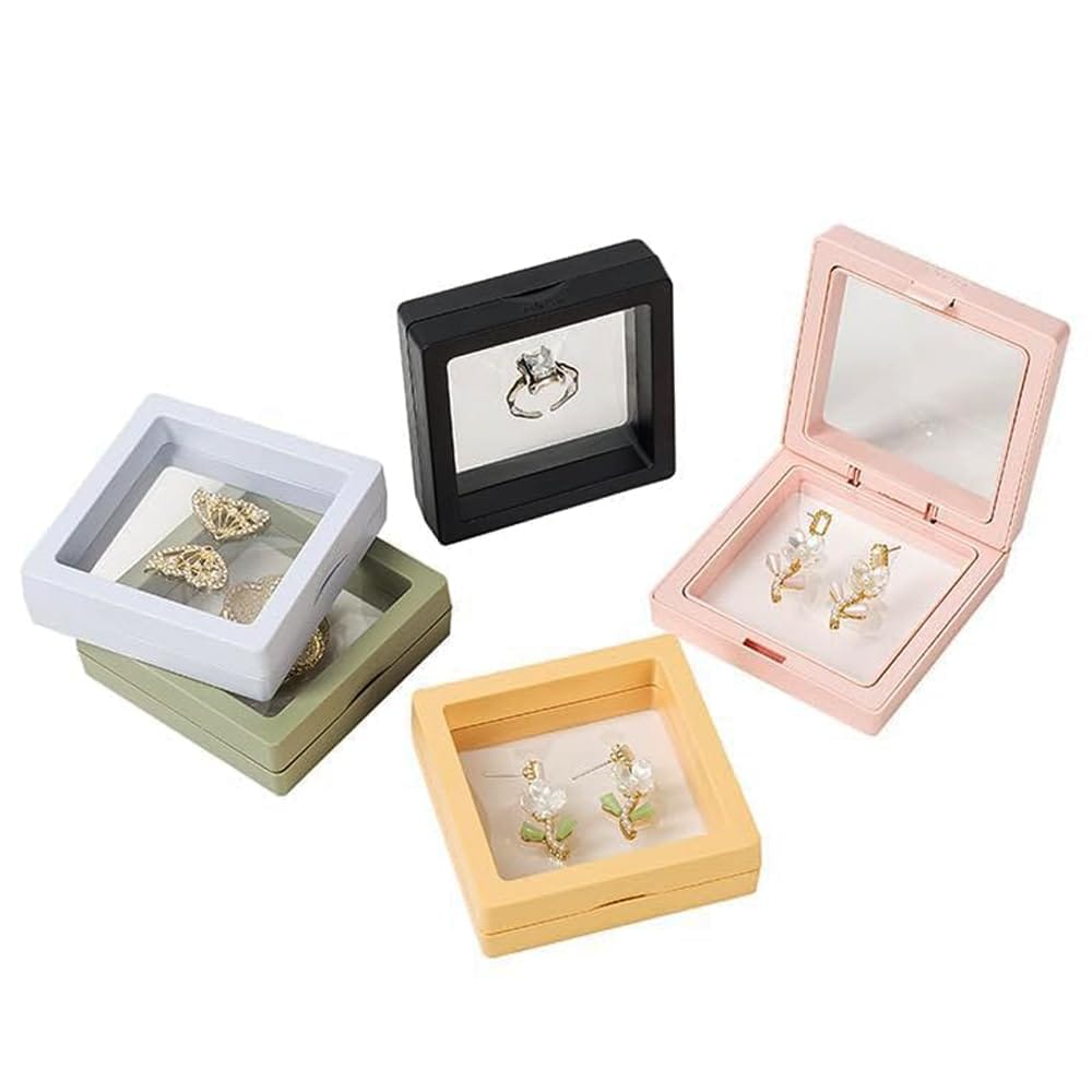 Dhasara's PE flim 3D Photo Frame Floating Display Frame Shadow Box Frame Coin Display Case Home Decor Transparent Display Collectibles Frame Jewelry Display Acrylic Jewelry Organiser Box(10Pc)