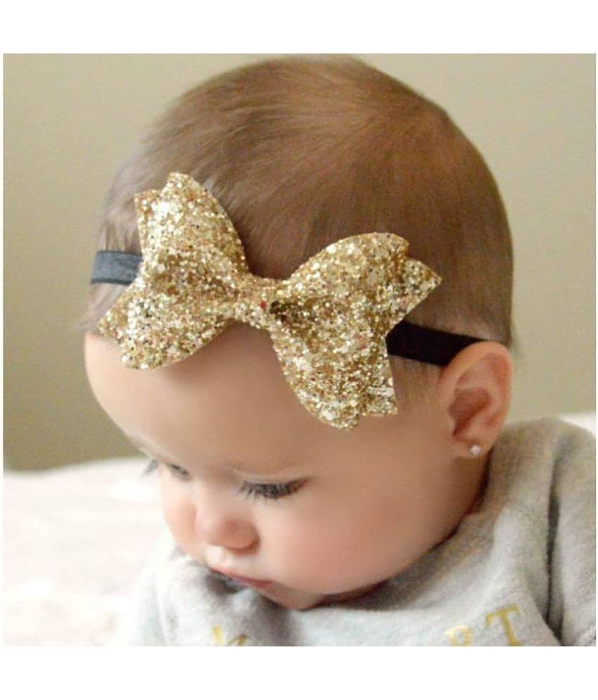 OK 2 Pc Girl's Sparkling Bows Glitter Sequins Headband For Kids & Girls - Random Color