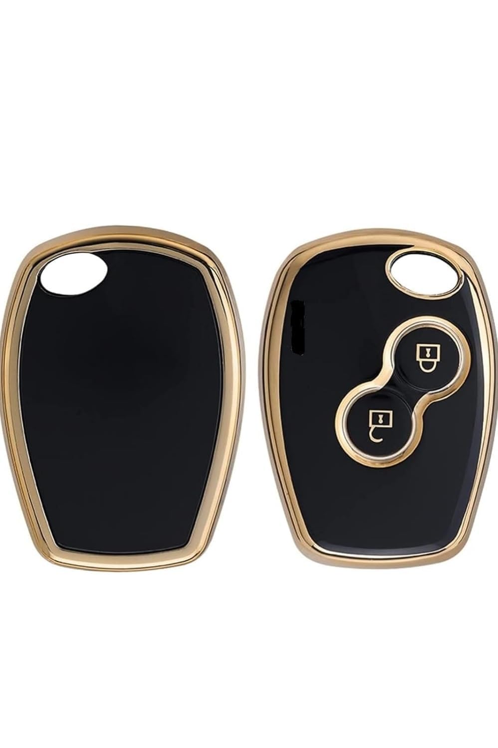 Tpu Car Key Cover Compatible With Ren-Ault Logan, Duster, Verito, Lodgy 2 Button Remote Key, Black