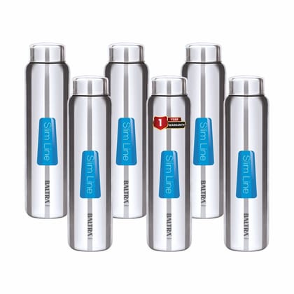 Baltra Relax Stainless Steel Fridge Water Bottle/Refrigerator Bottle Single Walled (Pack of 6)(750 ML) Baltra Relax Stainless Steel Fridge Water Bottle/Refrigerator Bottle Single Walled (Pack of 6)(750 ML)