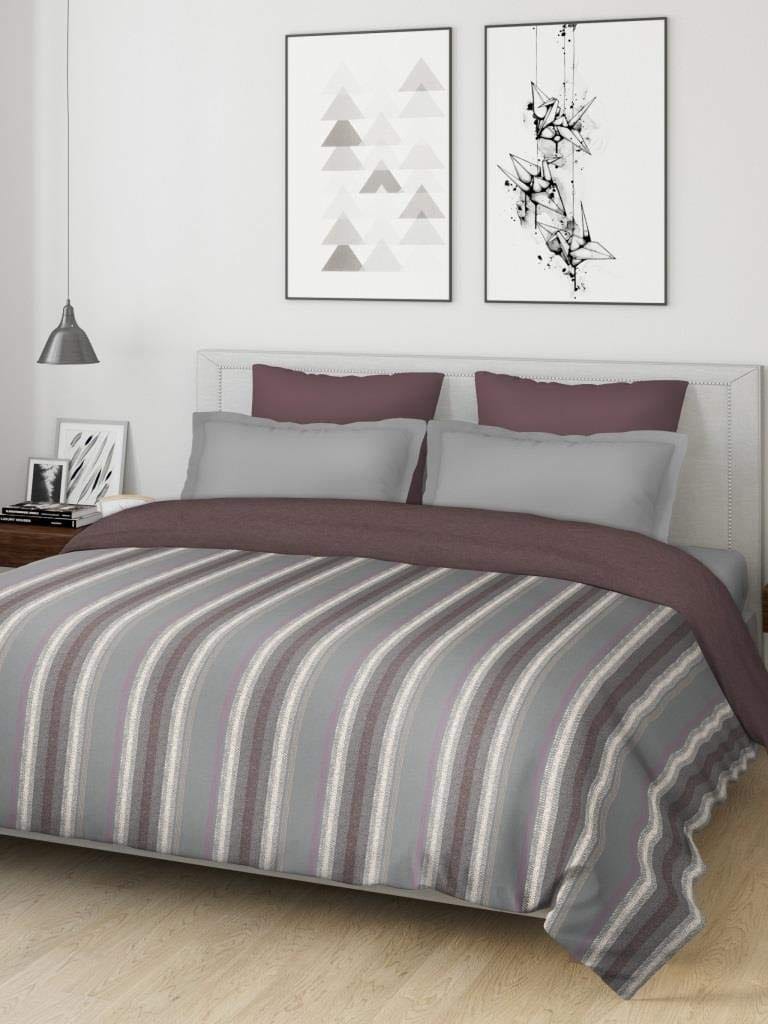 DDECOR - Creme Collection 100% Cotton Geometric Pattern MICPOL King Quilt |229 CM X 274 CM| - Brown