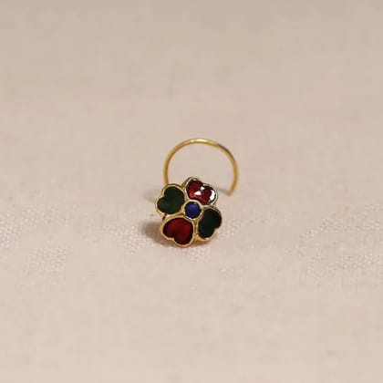 Multicolor - Handcrafted Paka Meenakari Nosepin 186