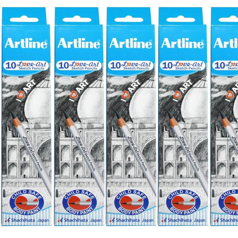 Artline Sketch Pencil Set Of 10 (GRADE 2H X 5) | For Drawing, Sketching, Hatching, Shading | Ultra Dark and Super Smooth