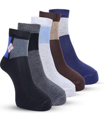 Texfro Pack of 5 Men's 100% Organic Cotton Ankle Length Socks ( Multicolor )
