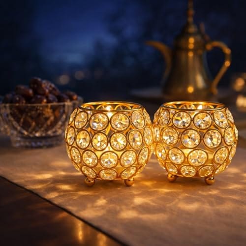 Light Crsytal Candle Holder - Pooja Diya Decoreation Items for Home Diwali Brass Puja Item Unique Christams Diwali