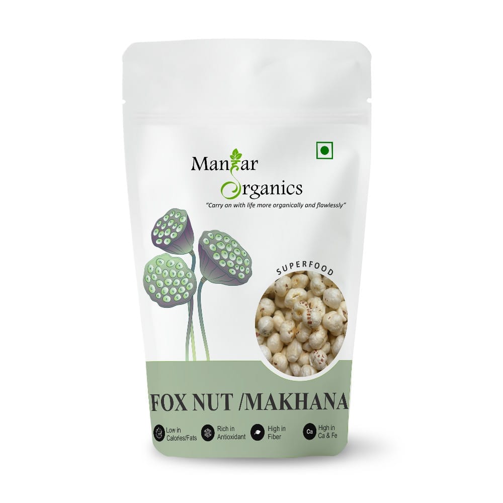 ManHar Organics Raw Makhana | Phool Makhana | Fox Nuts | Natural Lotus Seeds – Unroasted & Gluten-Free – 250gm