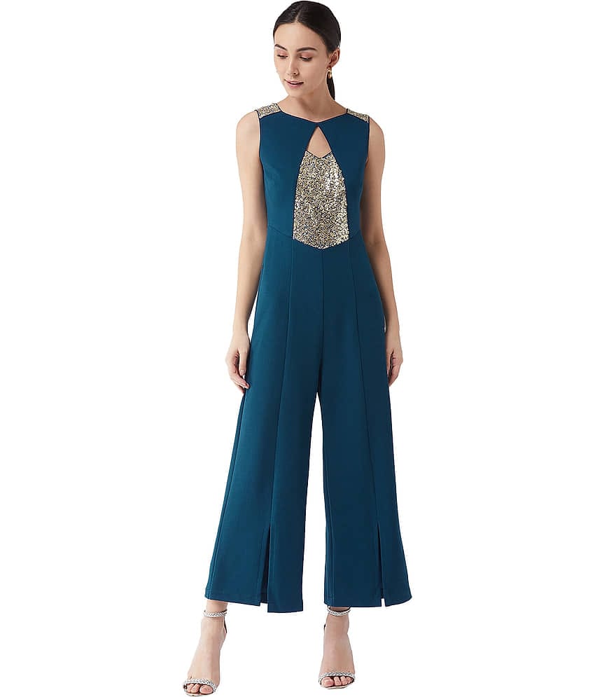 Miss Chase Blue Polyester Jumpsuit -