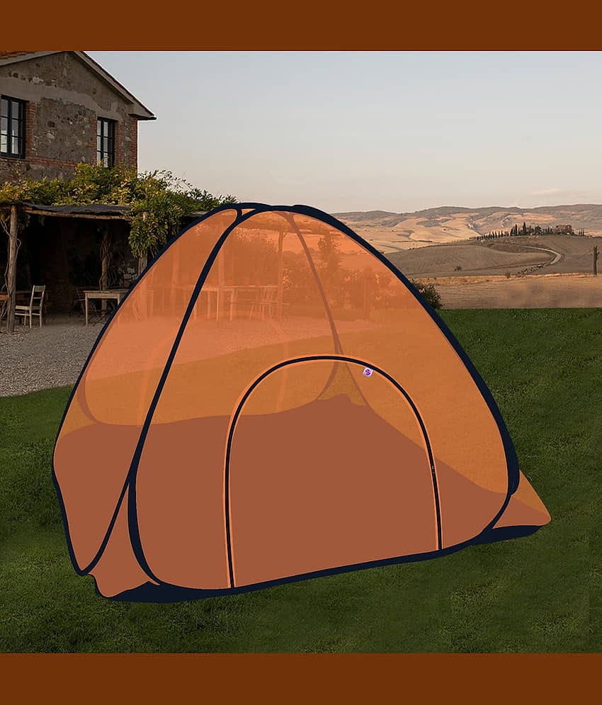 Silver Shine - Orange Polycotton Tent Mosquito Net ( Pack of 1 )
