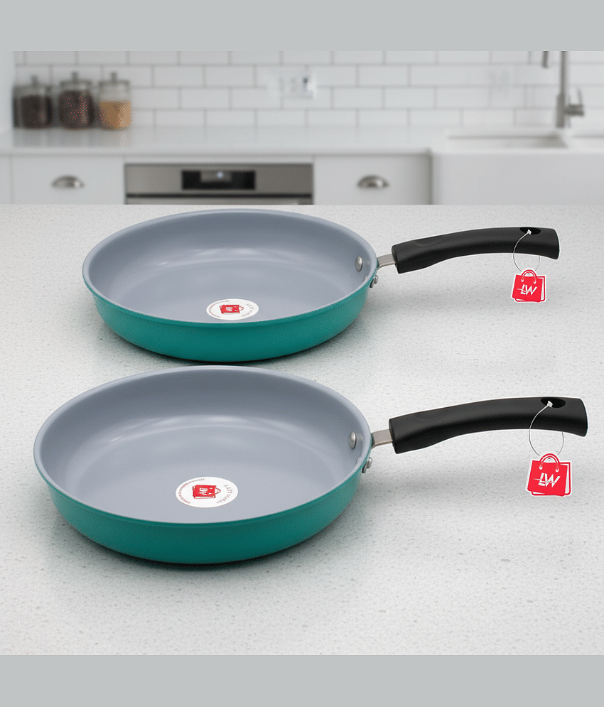 LAZYWINDOW Non-Stick Iron Fry Pan Induction Bottom without Lid 22 cm Diameter 1 Ltr