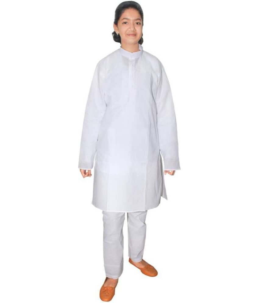 Goodluck Boys Cotton - Pattern Kurta Pant Set ( White , Pack of 1 )