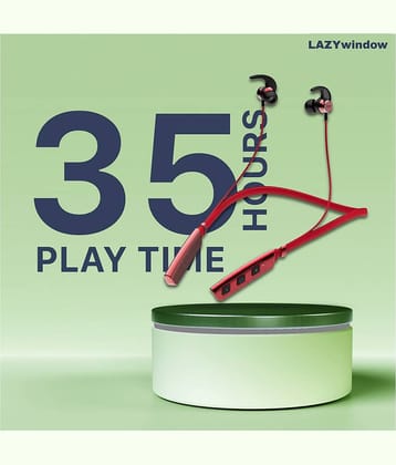 LAZYWINDOW In-the-ear Bluetooth Headset with Upto 30h Talktime Water Resistant - Red