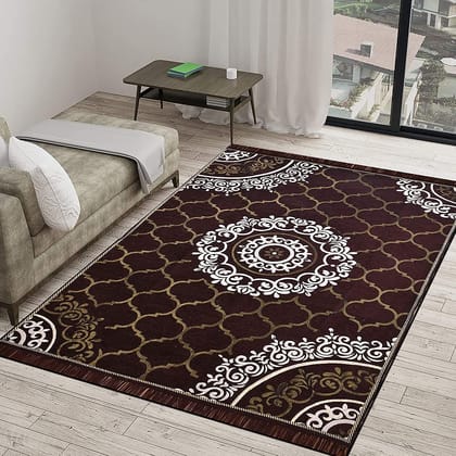 RADECOR World Premium Sleek and Spacious Rectangular Chennille Living Room Carpet with Binding, Area Rug, Durries II (5X7 Feet) (213 Cmx152 Cm)
