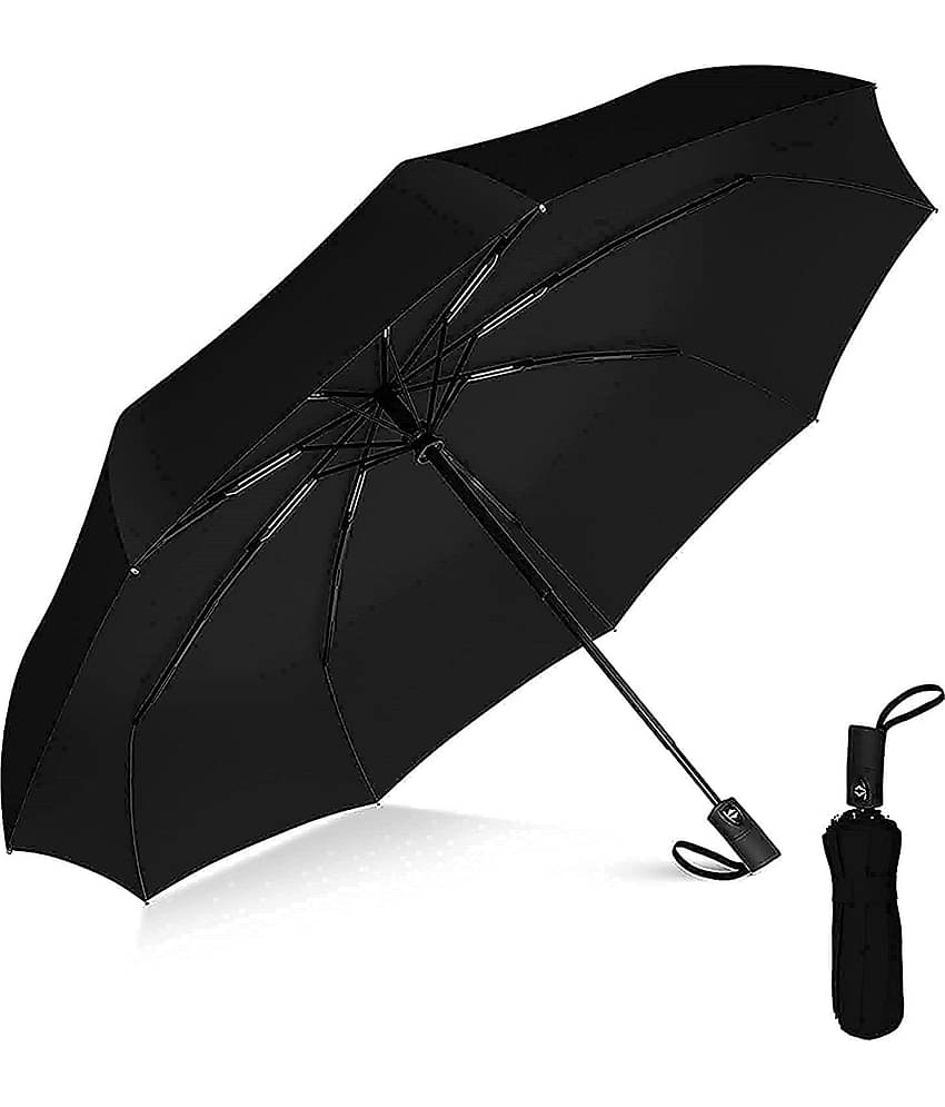 GEEO Umbrella for Auto Open Close Lightweight Umbrella for Men 3 Fold Umbrella for Rain Windproof Compact Automatic Strong Steel Shalf Perfect for Car Purse Black Color