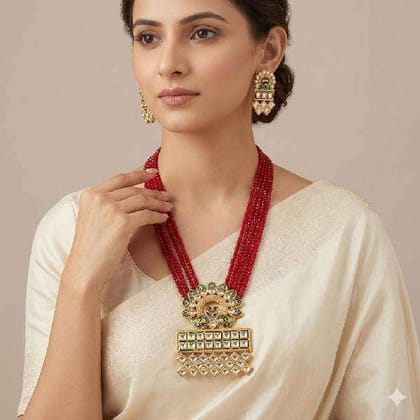 Premium Red Crystal Bead Long Set Lightweight