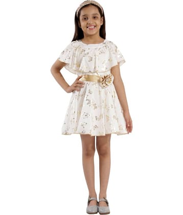 Kids Cave 100% Cotton A-line Dress For Girls ( Pack of 1 , White )