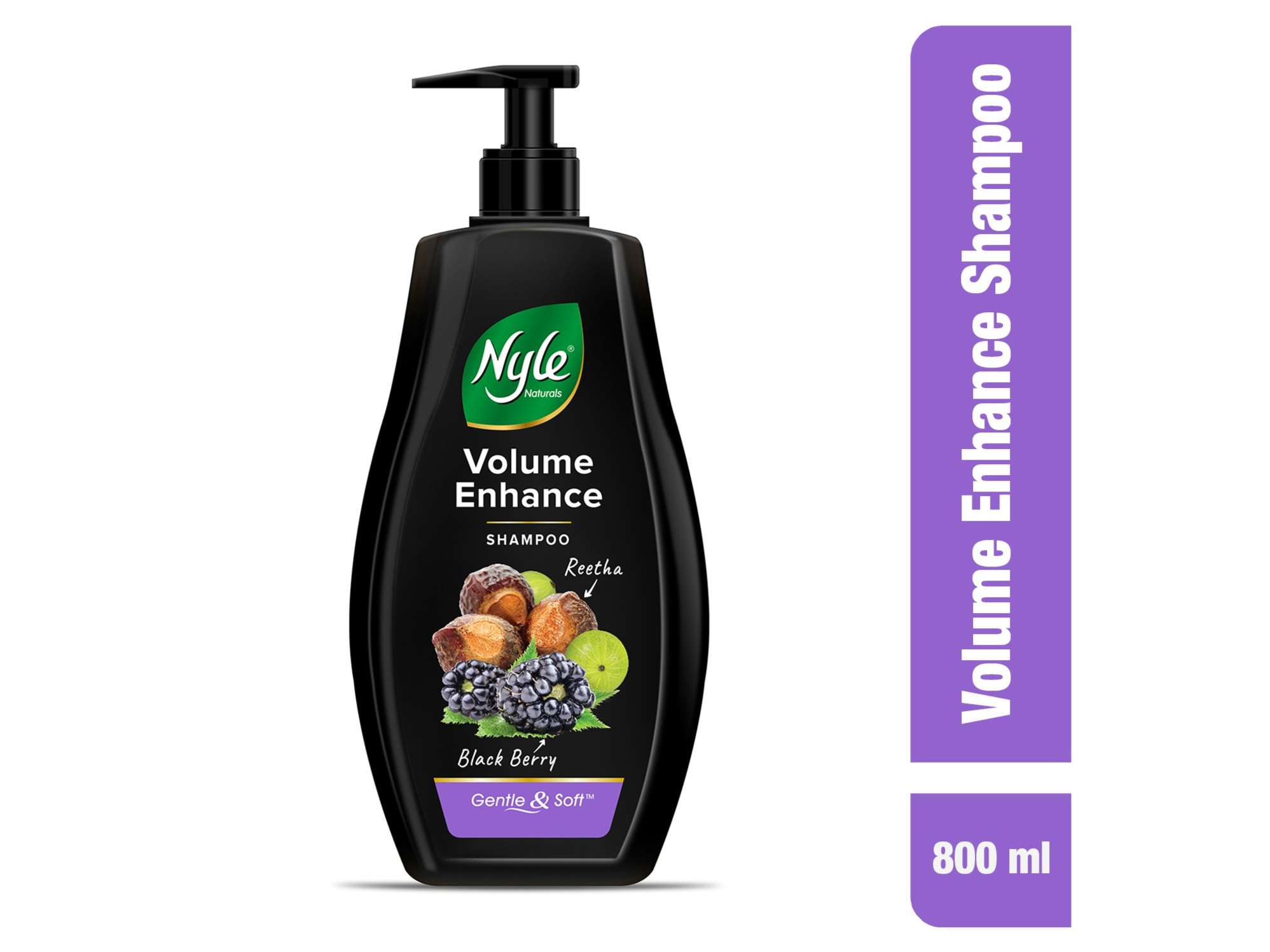 Nyle Naturals Volume Enhance Anti Hairfall Shampoo, With Reetha, Blackberry, PH balanced & Paraben free, For Men & Women 800 ml