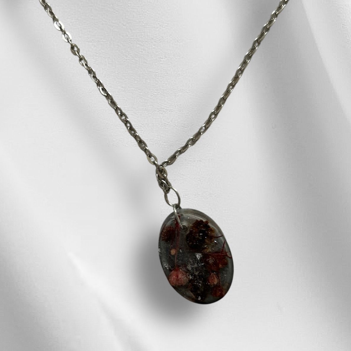 Resin grey with flowers pendant