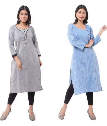 DESHBANDHU DBK - Multicolor Cotton Women's Straight Kurti ( Pack of 2 )