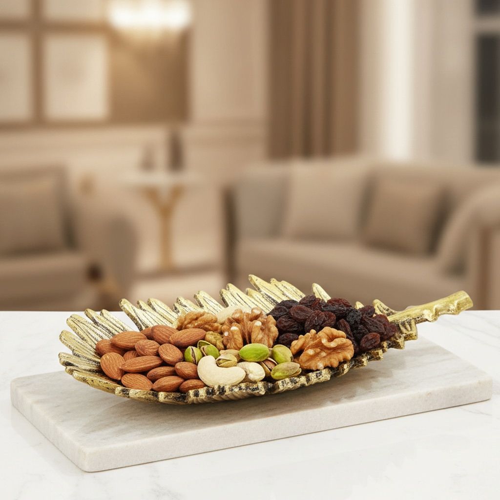Aluminium Leaf Showpiece with Box | Luxury Decorative Gift Item, Height : 1 Inch (ASMAS541 C)