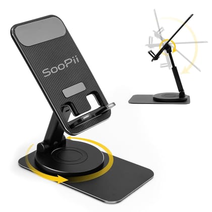 SOOPII Rotatable Cell Phone Stand, Fully Height Adjustable & Foldable Desktop Phone Holder, Phone Stand with Charging Hole, Ideal for All phone T01 SOOPII Rotatable Cell Phone Stand, Fully Height Adjustable & Foldable Desktop Phone Holder, Phone Stand with Charging Hole, Ideal for All phone T01