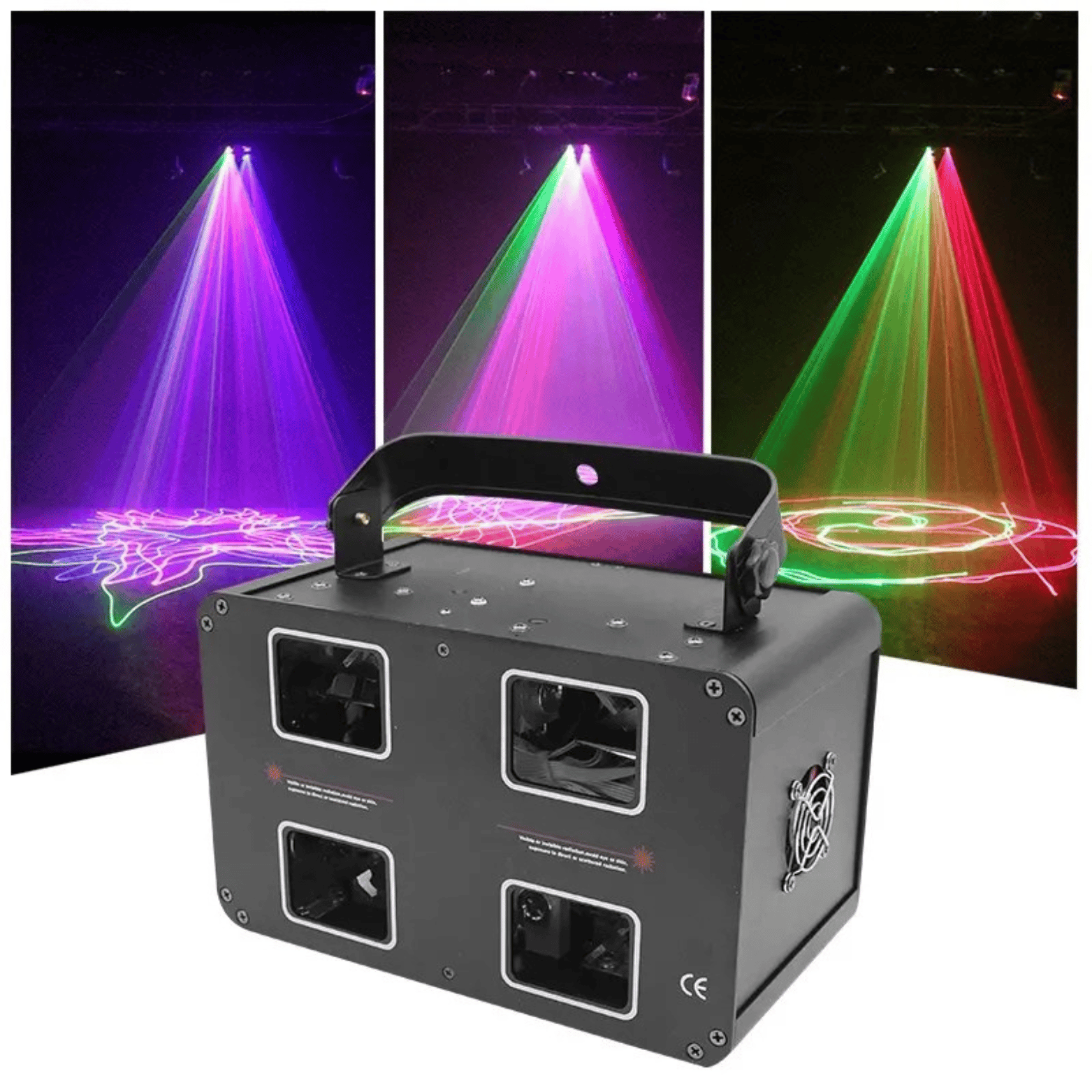 SPARKWORLD 4-Lens RGB Laser Stage Light Red & Green Disco DJ Party Laser Projector with Sound-Activated & Auto Modes | Colour: 4 Box Laser Light