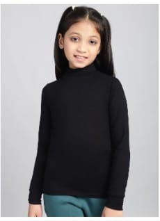 Baawri Girls Solid High Neck Top Baawri Girls Solid High Neck Top