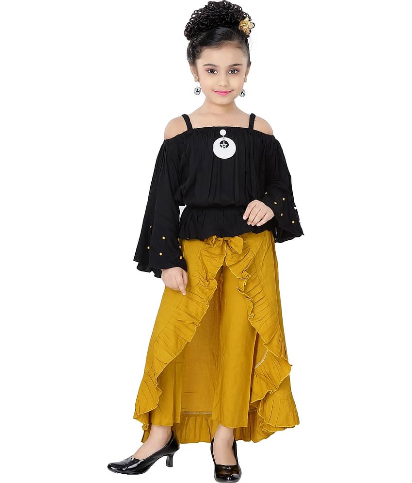 Cherry Tree Girls Cotton Blend Top With Skirt ( Yellow )