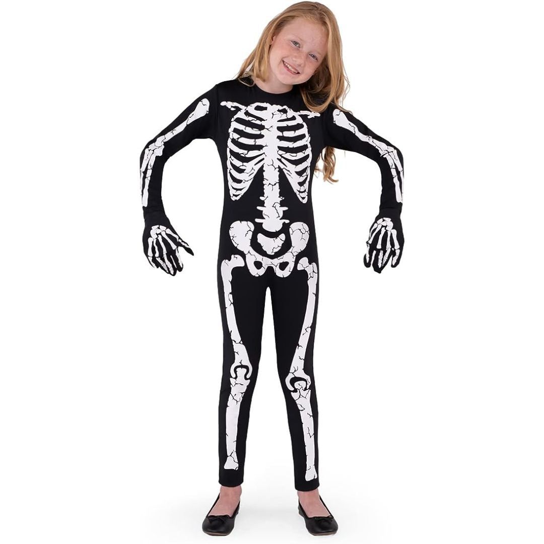 Skeleton Black Jump Suit Costume for Kids - Size S - 1PC