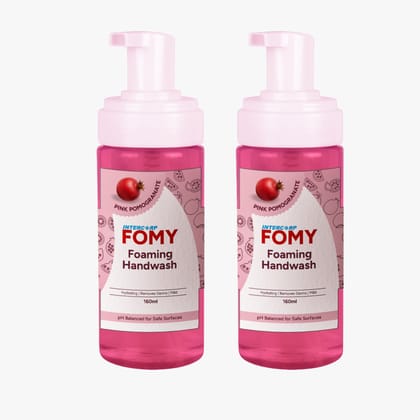 Intercorp Fomy Antibacterial Soft Refreshing Foam Hand Wash, 160 ml Each (Pink Pomegranate - Pack of 2)