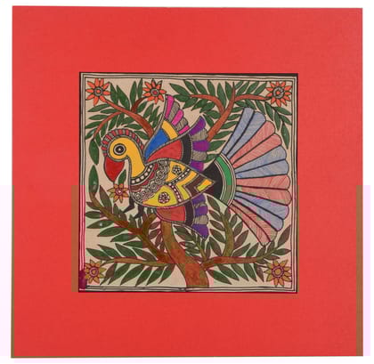Cottage Paper Madhubani Painting (19 cm x 20 cm x 2 cm)