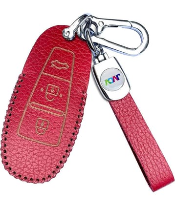 Soft Handmade Lychee Pattern Leather Key Cover Compatible with Maruti Suzuki Baleno Ciaz Vitara Brezza S Cross Swift Ignis and Toyota Urban Cruiser Smart Key