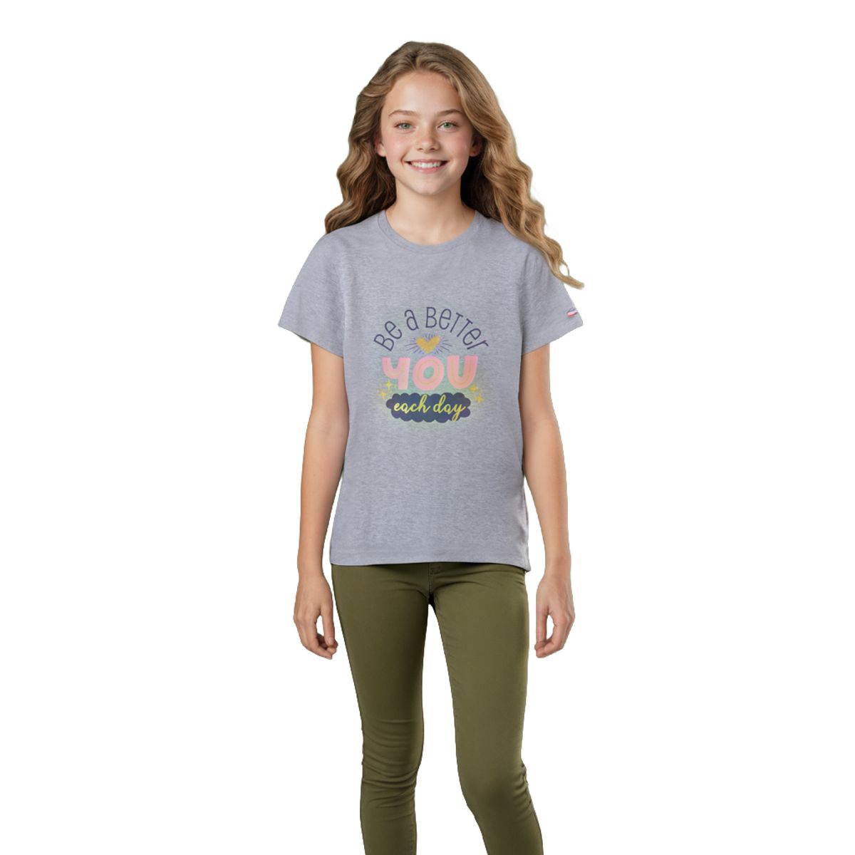 Girls T shirt Cotton Grey Heather Melange Be a Better