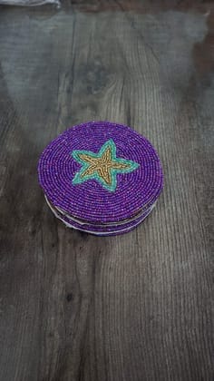 Zarkala Handmade Beaded Star Coaster Set of 6, 4 x 4 Inches