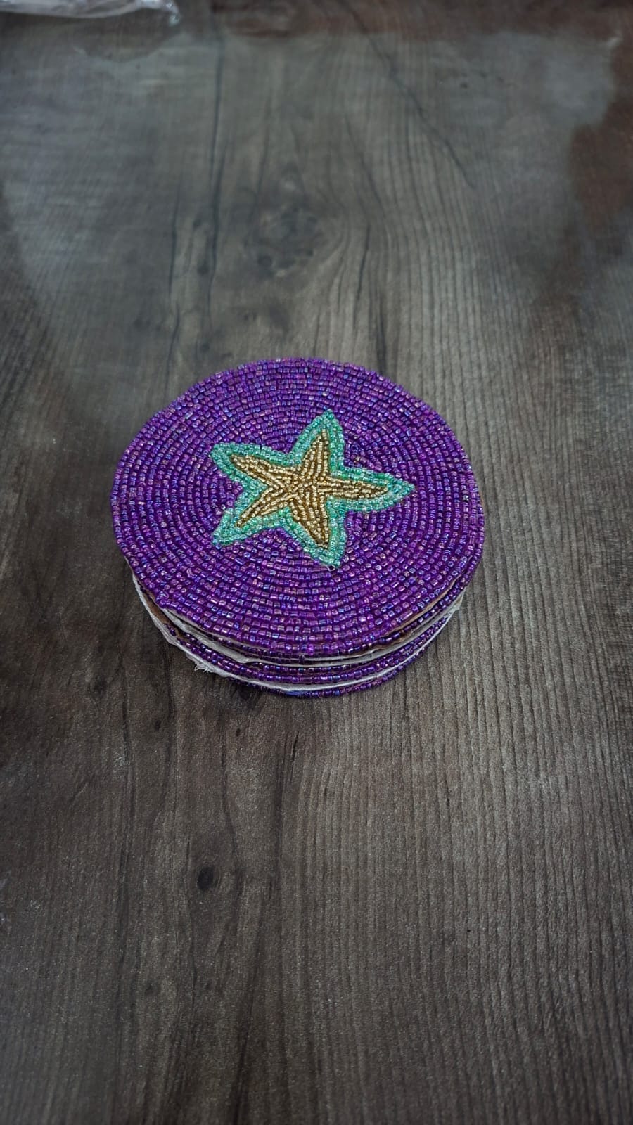 Zarkala Handmade Beaded Star Coaster Set of 6, 4 x 4 Inches