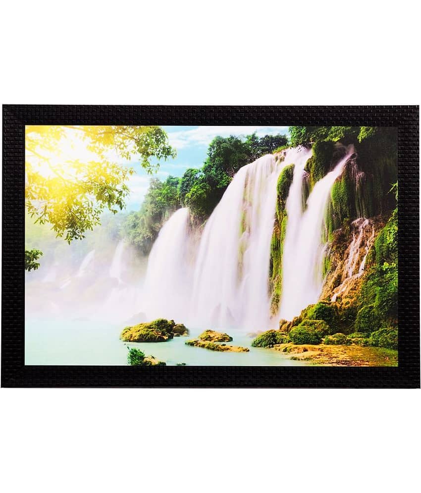 eCraftIndia Multicoloured Soothing Waterfall Matt Wall Art