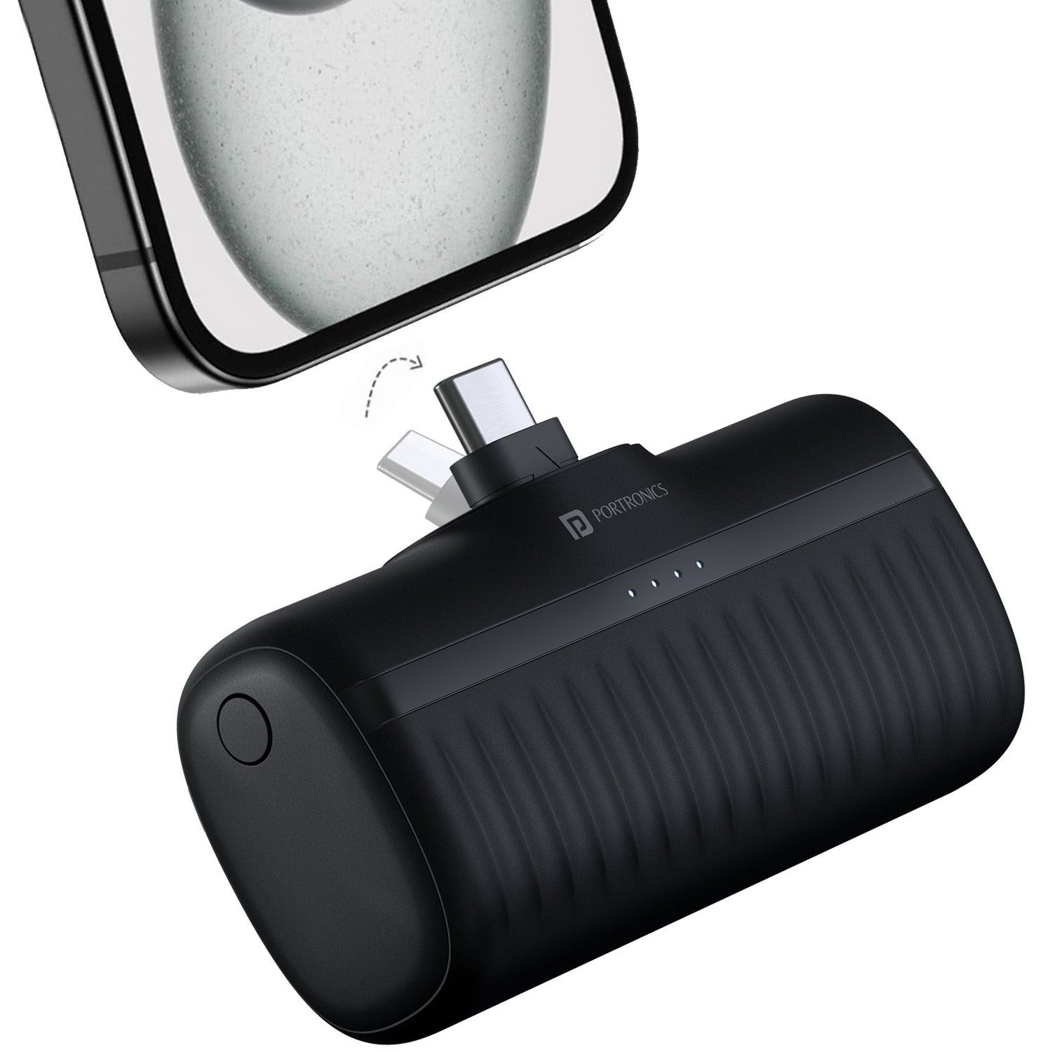Portronics Power Pebble 5000mAh 20W Fast Charging Nano Powerbank, in-Built Foldable Type C Input/Output Pin, Type C PD Output, LED Battery Indicator, Compatible with Type C Smartphone,iPhone