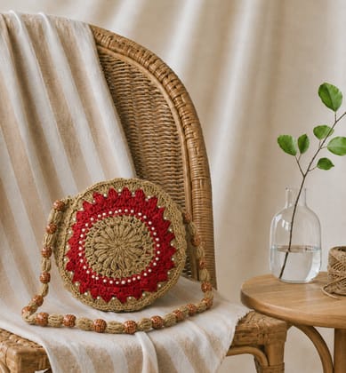 Handcrafted Jute Sutli & Moti Handbag