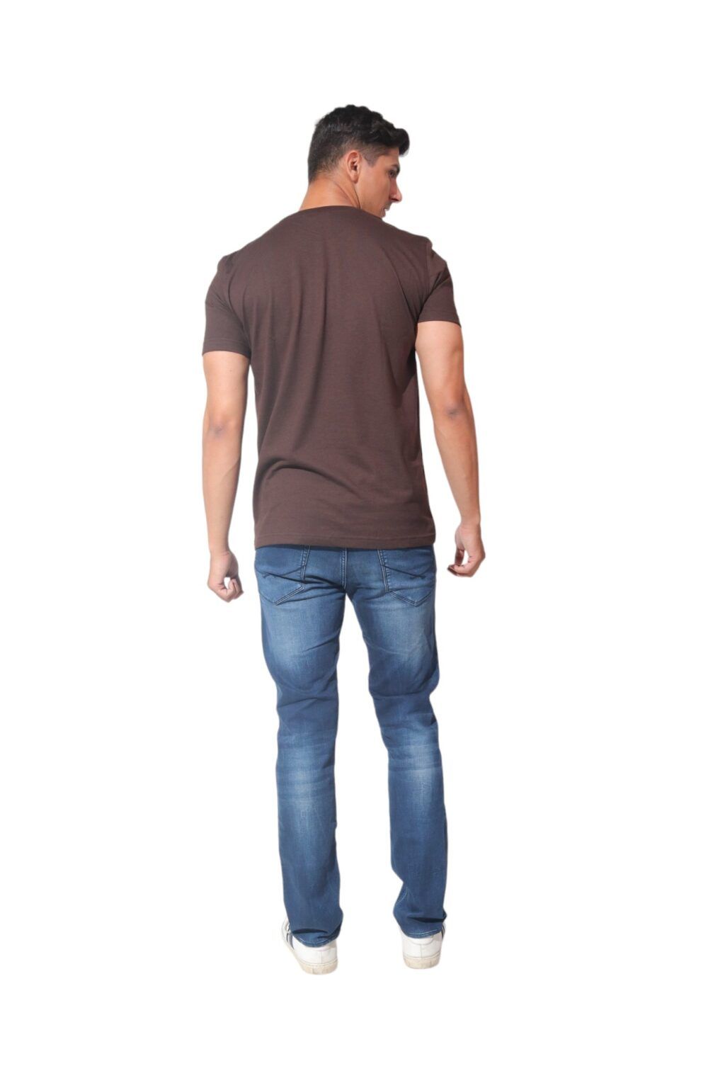 Kinnko Premium Cotton Mens Plain T-Shirt Brown