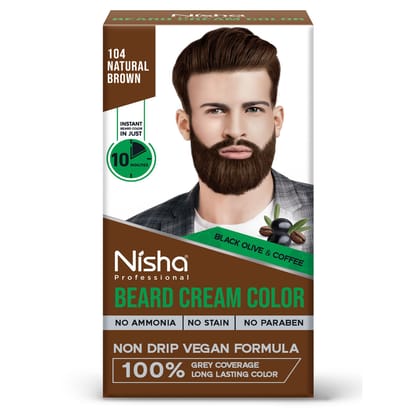 Nisha Beard Colour for Men Natural Brown 40g, Professional Beard Hair Colour, Ammonia Free Beard Cream Hair Color
