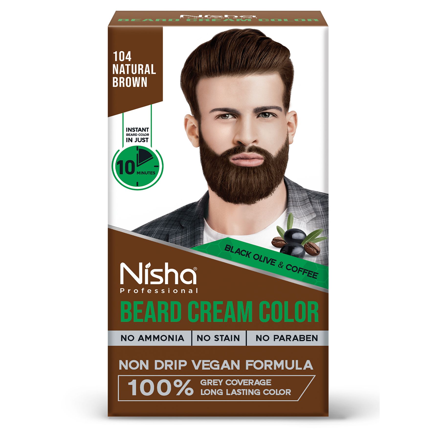 Nisha Beard Colour for Men Natural Brown 40g, Professional Beard Hair Colour, Ammonia Free Beard Cream Hair Color