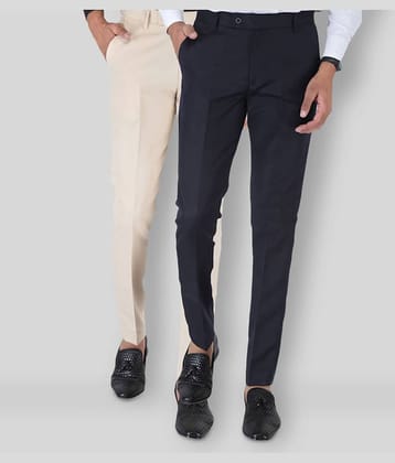 SREY - Cream Polycotton Slim - Fit Men's Formal Pants ( Pack of 2 )
