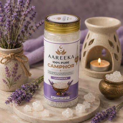 AAREEKA 100% Pure Lavender Camphor - 150gm Jar