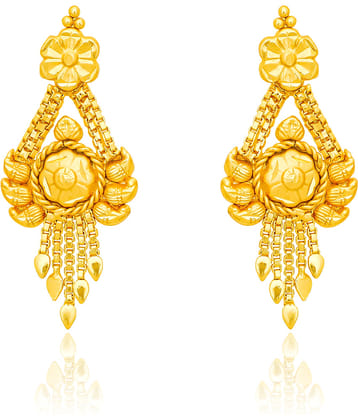 LUV FASHION Golden Drop Earrings ( Pack of 1 )