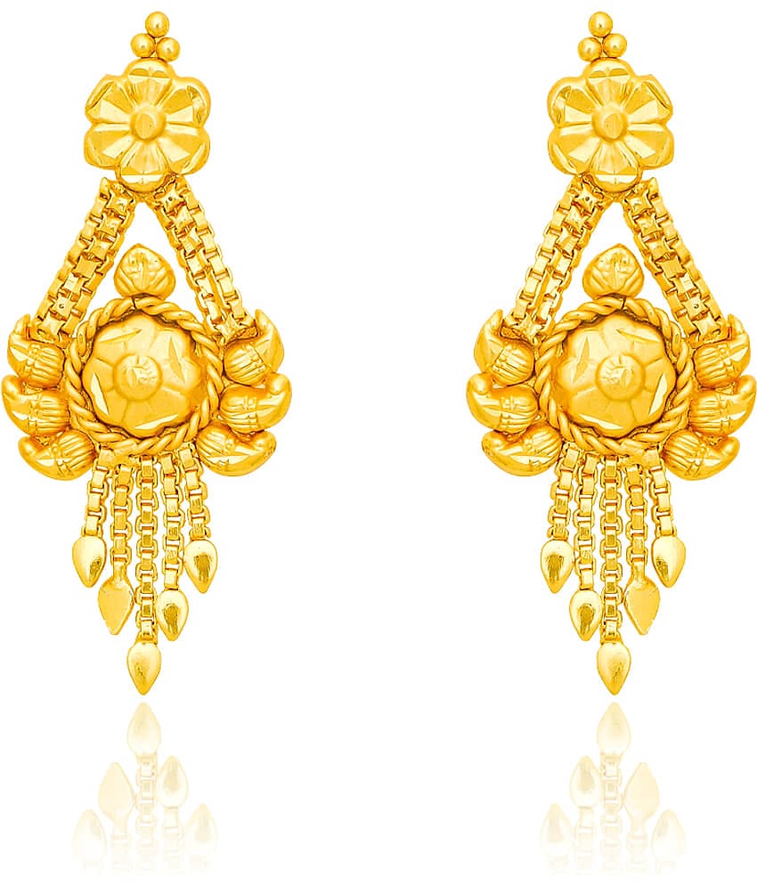 LUV FASHION Golden Drop Earrings ( Pack of 1 )