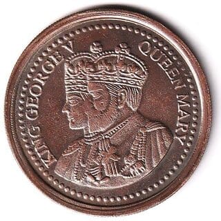 50 Grams 1 Anna 1818 King George V  Queen Mary, India Copper old Coin Heritage