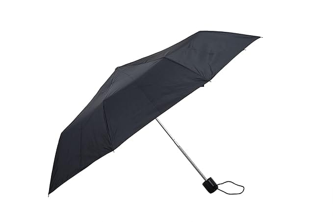 K. C. Paul & Sons 3 Fold Polyester Black Umbrella
