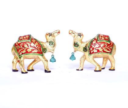 Dreamkraft Aluminium Rajasthani Handicrafts Camel Set of 2 Statue with Meenakari, Idol for Decoration, Gifting, Home, Office, Table Decor (Multicolor - 10 x 9 x 9 cm ) Dreamkraft Aluminium Rajasthani Handicrafts Camel Set of 2 Statue with Meenakari, Idol for Decoration, Gifting, Home, Office, Table Decor (Multicolor - 10 x 9 x 9 cm )