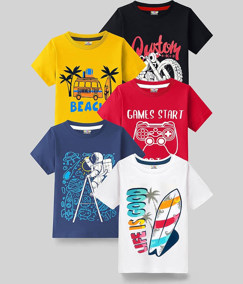 Kuchipoo Pack of 5 Boys Cotton Blend T-Shirt ( Multicolor 2 )