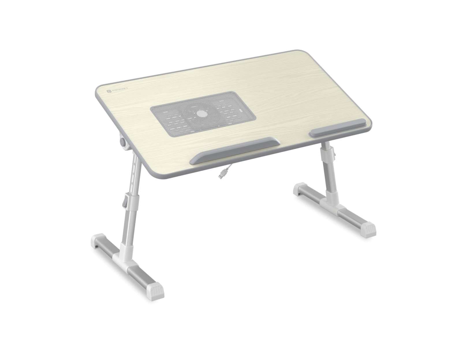 Portronics My Buddy Plus Adjustable Laptop Table with Built-in USB Cooling Fan, Foldable Legs, Adjustable Angle for Home, Office, Working, Gaming & Writing - Grey