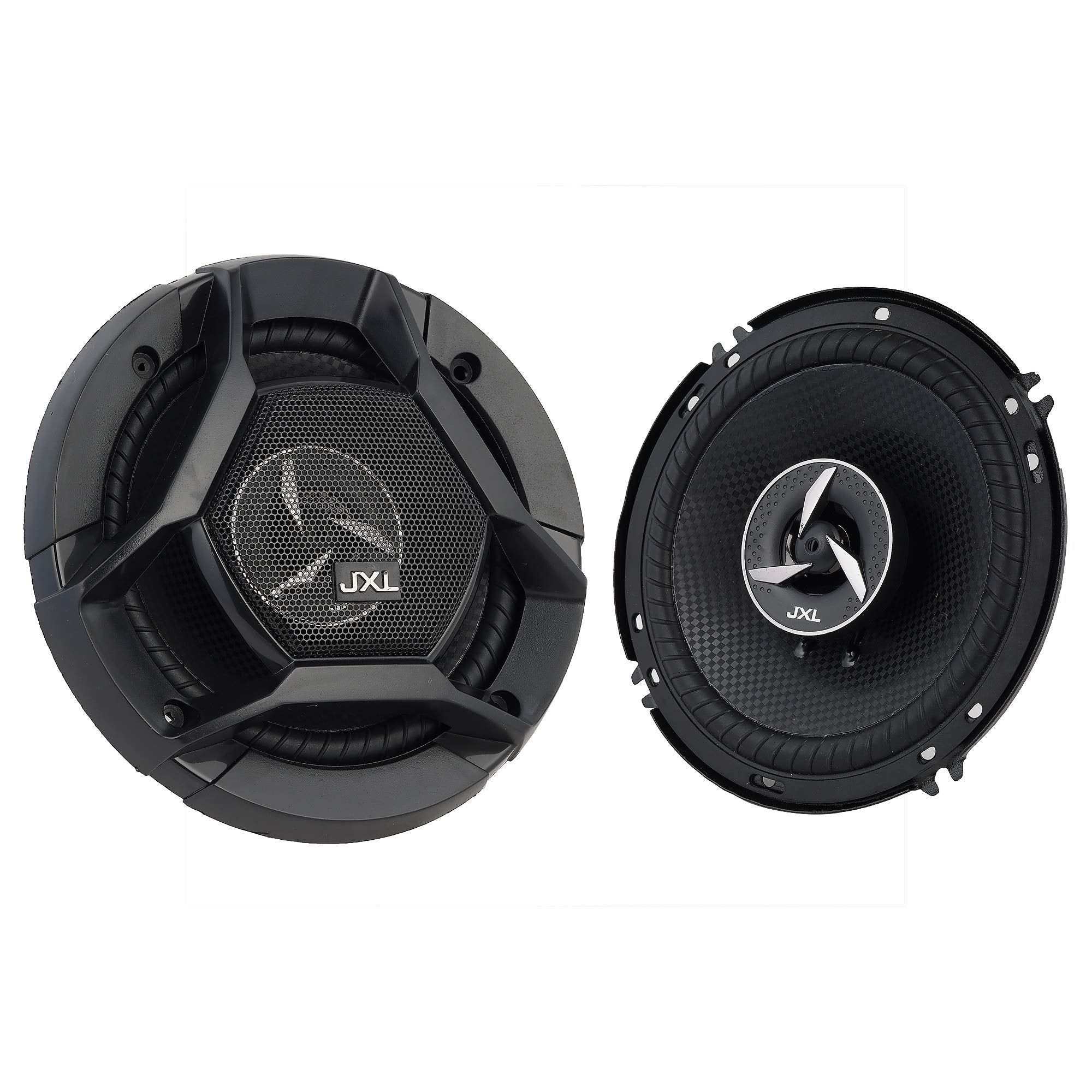 JXL 1690 High Performance 3 Way 6 Inch Coaxial Car Speaker with Inbuilt PEI Car Tweeter and HOP Woofer 600W MAX Pair (Black) Black / 6 INCH